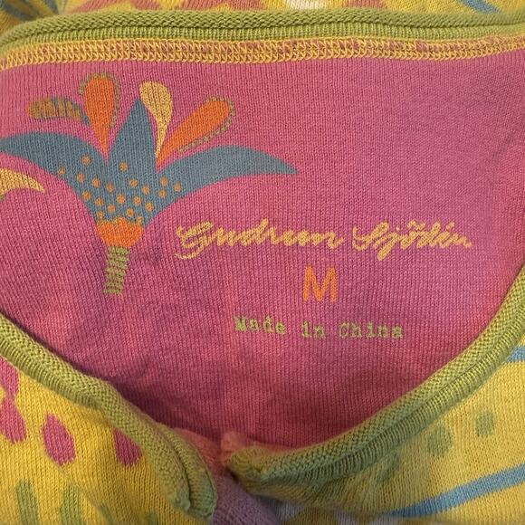 Gudrun Sjödén Size M Cardigan Yellow Pink Green Cottagecore Feminine Lightweight - Picture 6 of 11